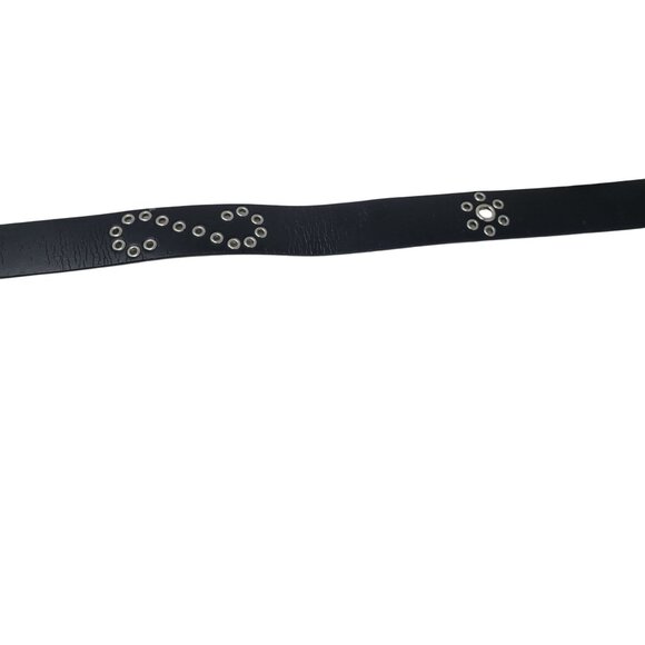L.E.I. Black Double Grommet Belt Sz L Leather Lined‎ Studded Punk Emo Steampunk main image 10
